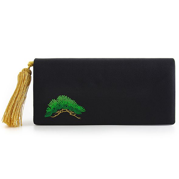パーティークラッチバッグ「手刺繍 若松」