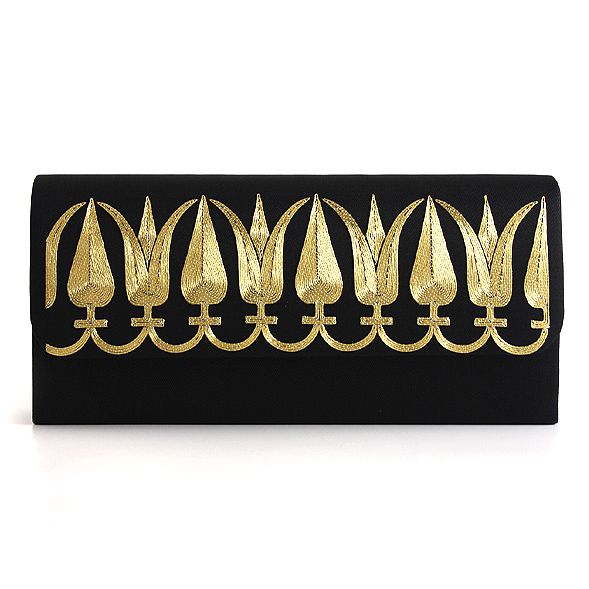 パーティーバッグ2wayクラッチ「金駒刺繍 ロータス文」