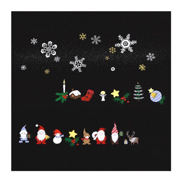 X'masの新塩瀬帯「雪の結晶とクリスマス」 黒地