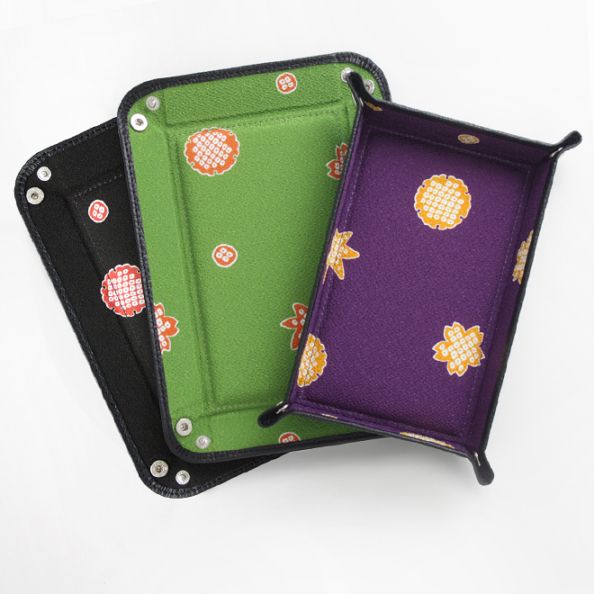 ちりめん和柄 折りたたみ本革トレー