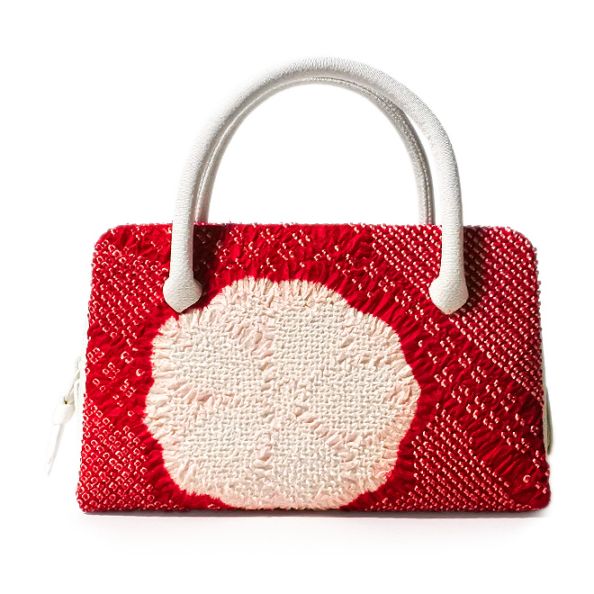 葵バッグ 「総絞 薄紅花」赤