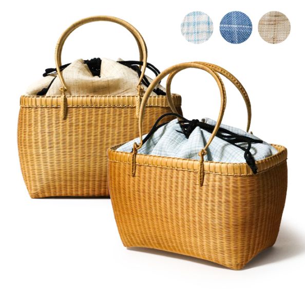 タイ製 竹細工 ハンドバッグ オーバル ベージュ