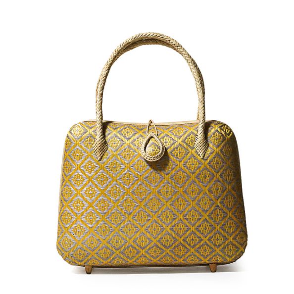 タイ製 竹細工 ミニハンドバッグ イエロー