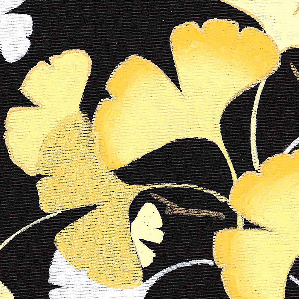 新塩瀬帯 秋の柄「銀杏」 黒地｜洗える帯 名古屋帯