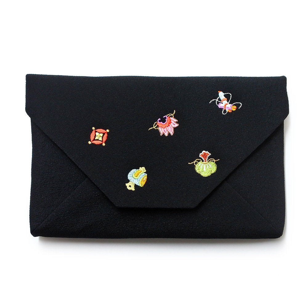 ちりめん刺繍数寄屋袋「宝尽くし」｜ちりめん小物 茶道具 井澤屋