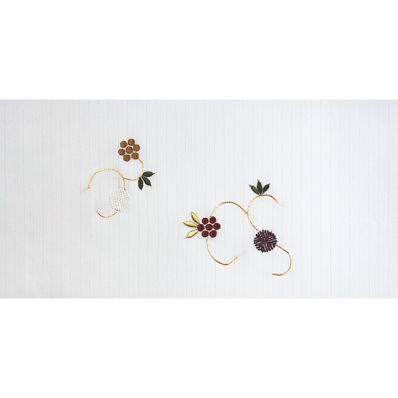 新塩瀬帯 夏の柄「天神唐草・渋め色」 絽・白地｜洗える帯 名古屋帯