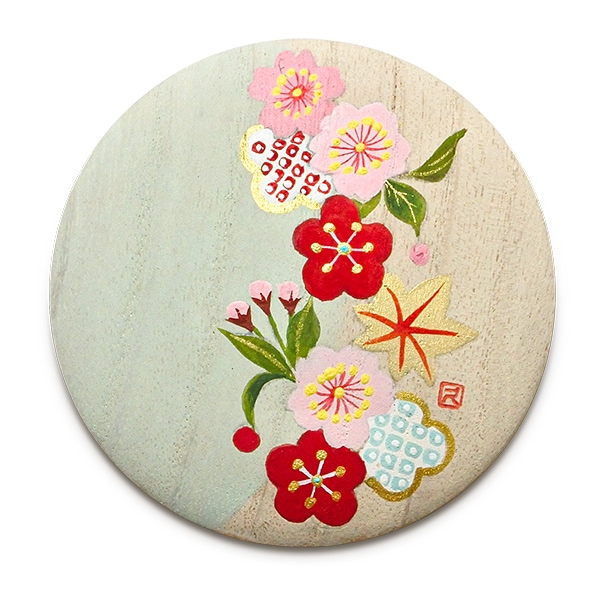 手描き桐手鏡（巾着付き）｜井澤屋ごのみ