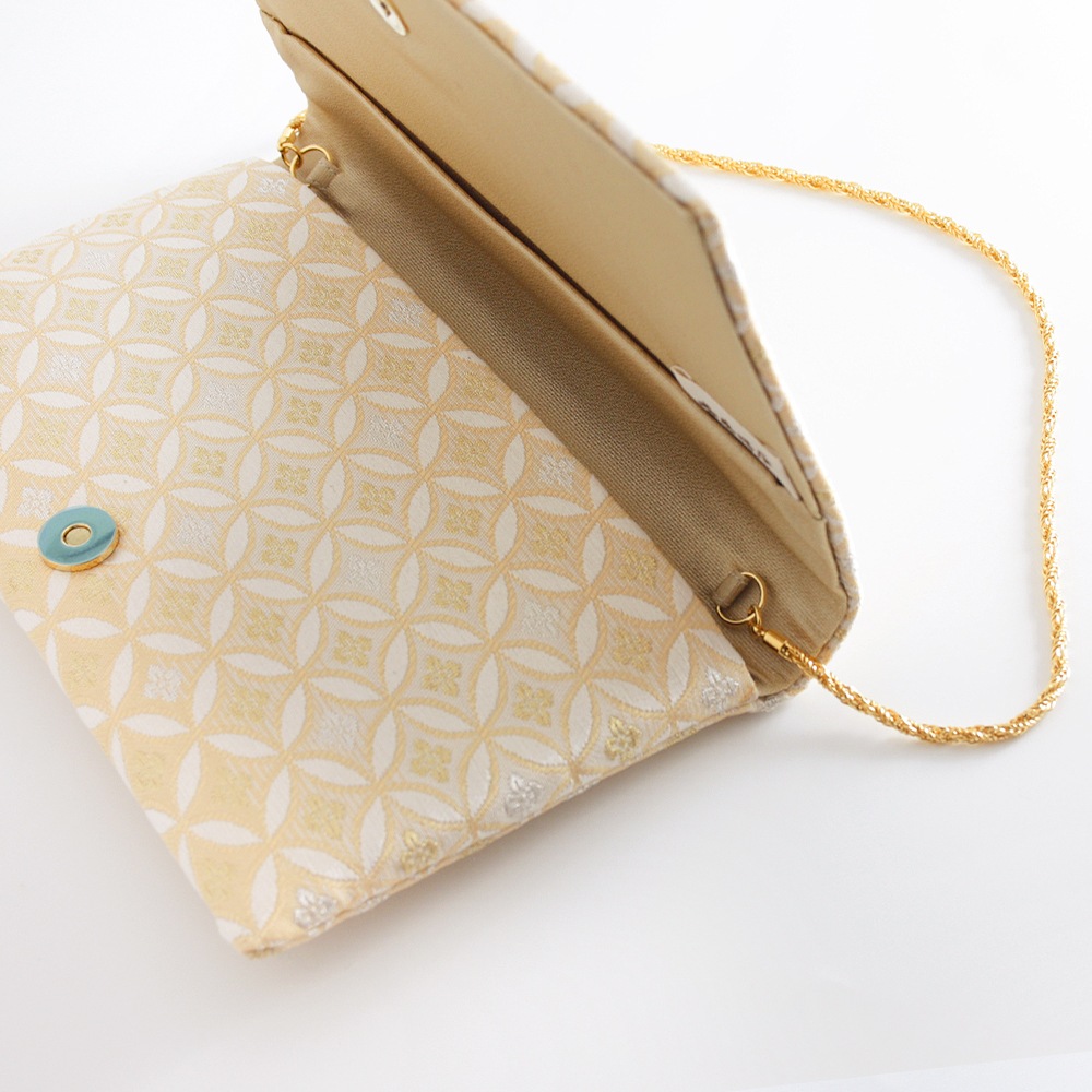 パーティーバッグ 2wayクラッチ「彩かすみ七宝文・オレンジ」｜和装