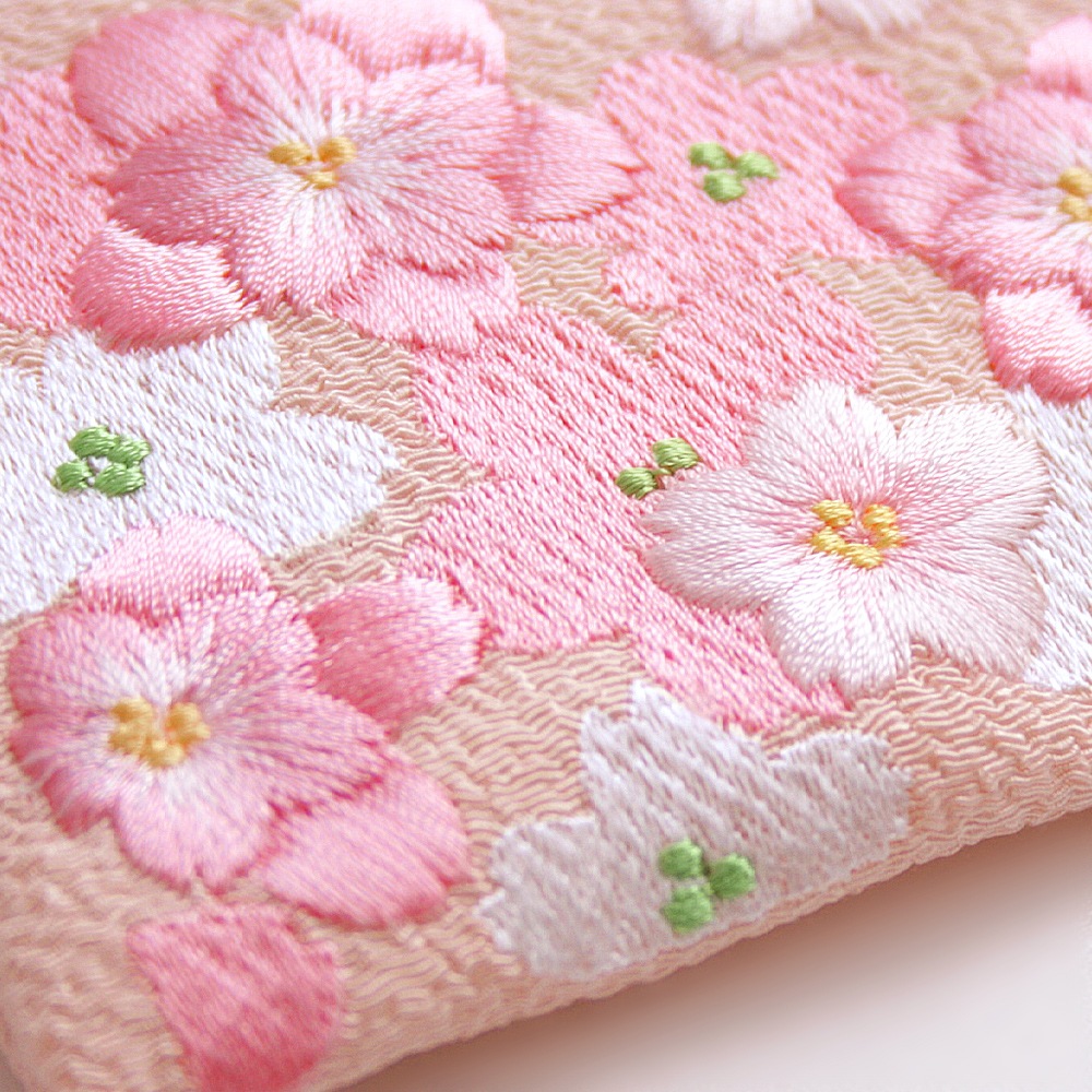 桜のちりめん刺繍 ミニポーチ｜ちりめん小物 井澤屋