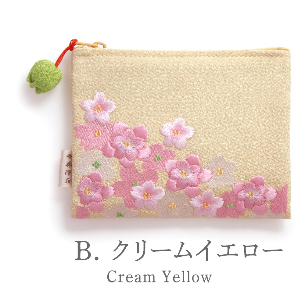 桜のちりめん刺繍 ミニポーチ｜ちりめん小物 井澤屋