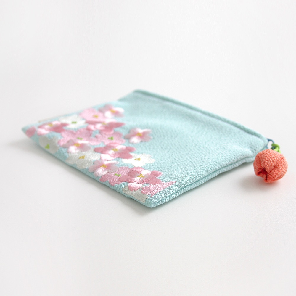 桜のちりめん刺繍 ミニポーチ｜ちりめん小物 井澤屋