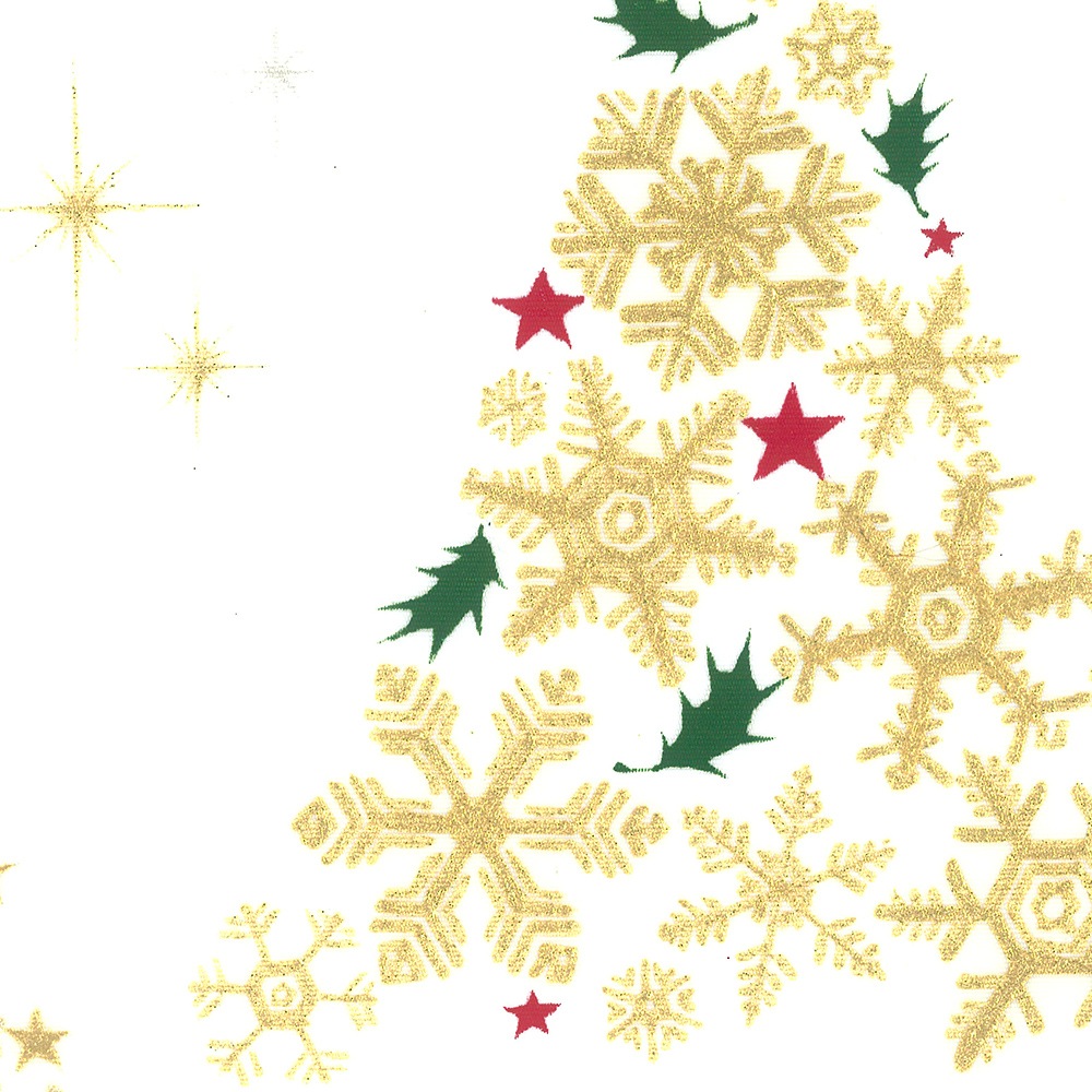 X'masの新塩瀬帯「雪の結晶とクリスマスツリー」 白地｜洗える帯