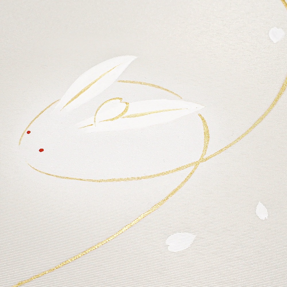 冬の柄の新塩瀬帯「新雪うさぎ」 グレー地｜洗える帯 名古屋帯