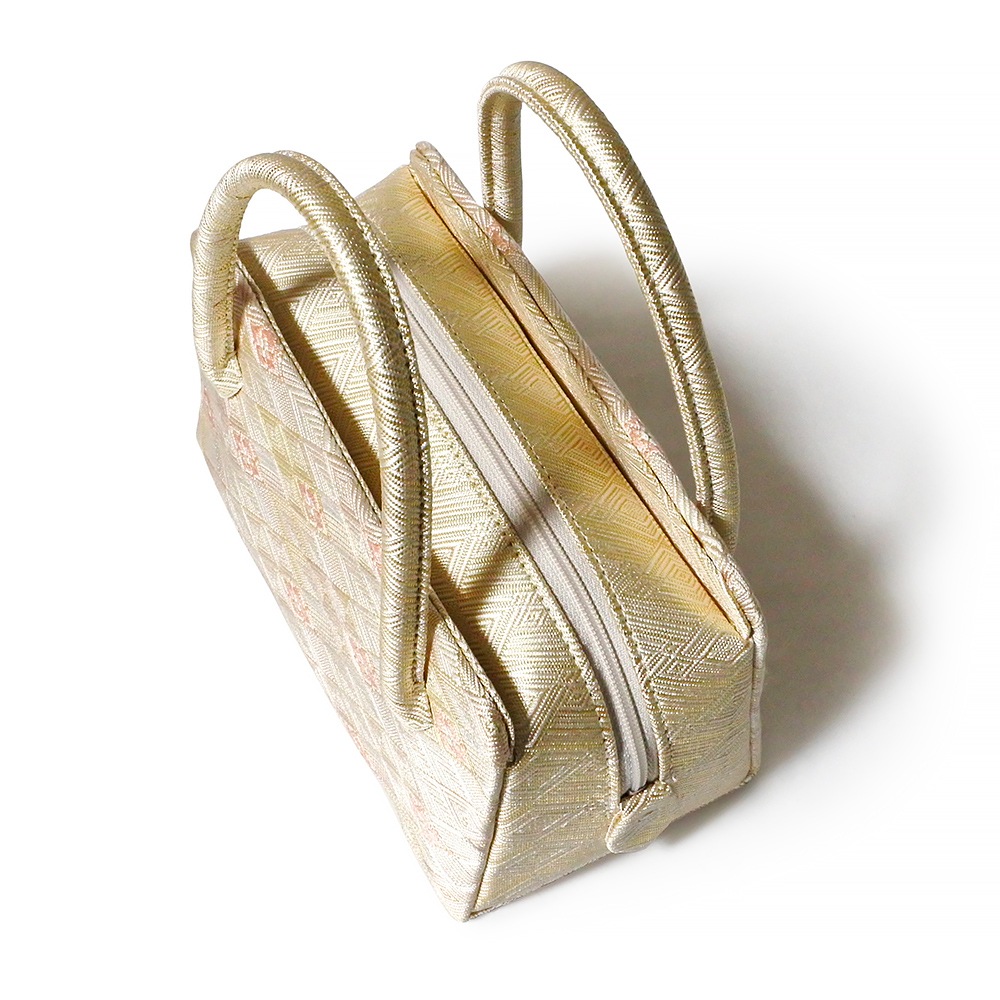 ミニミニ葵バッグ 七五三・パーティー用「佐賀錦 松皮菱」ベージュ