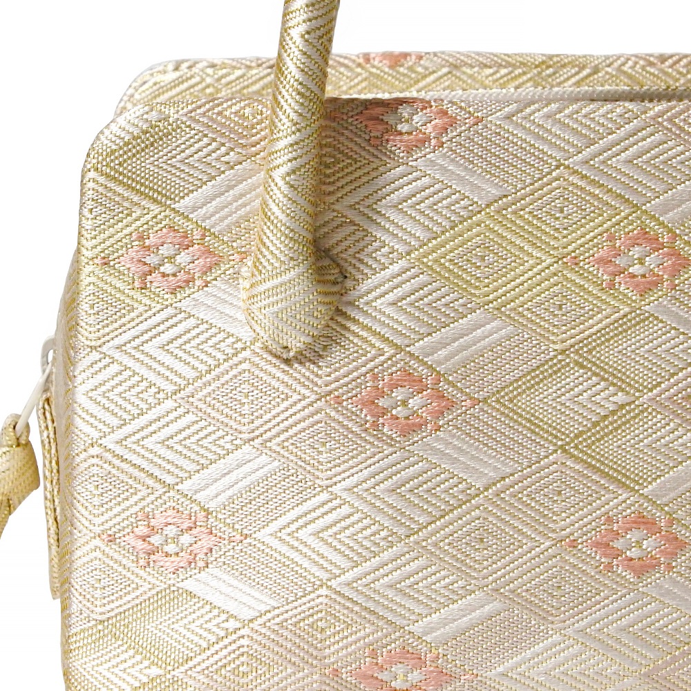 ミニミニ葵バッグ 七五三・パーティー用「佐賀錦 松皮菱」ベージュ