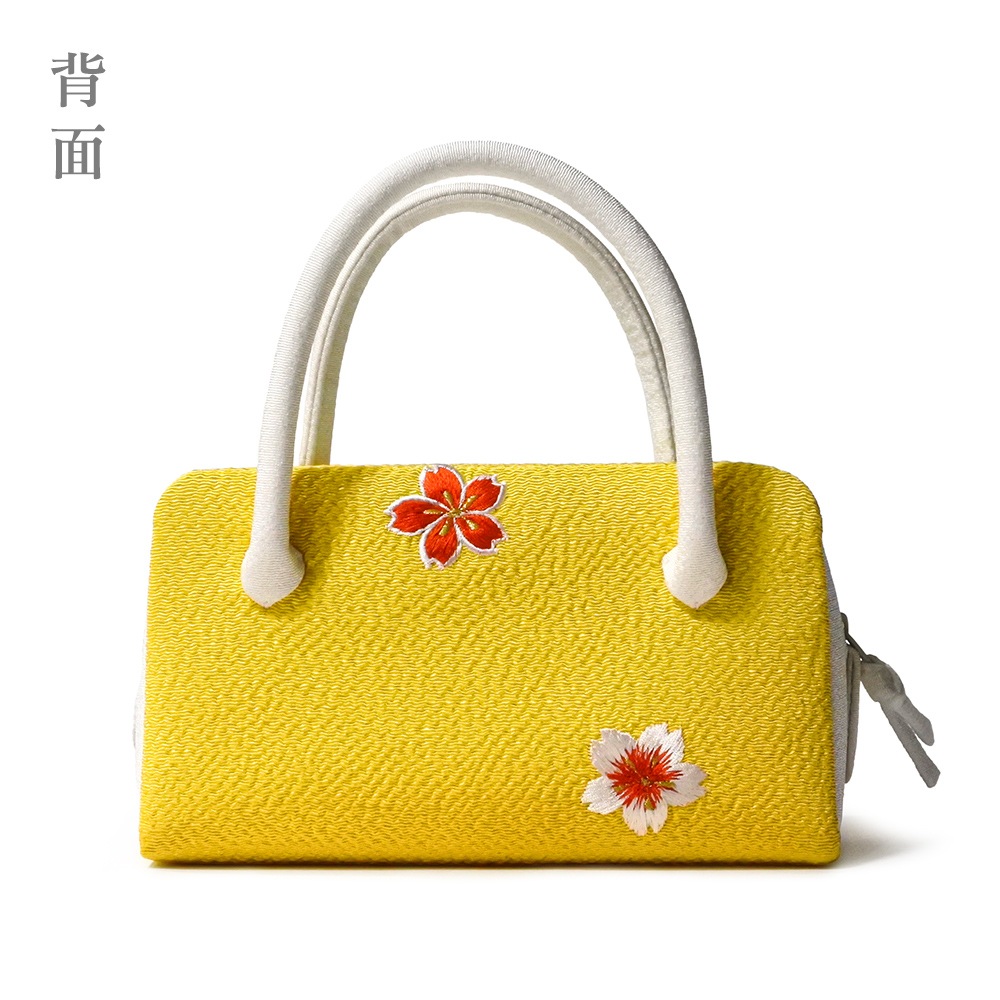 ミニミニ葵バッグ 七五三・パーティー用「刺繍桜梅」黄色｜和装バッグ