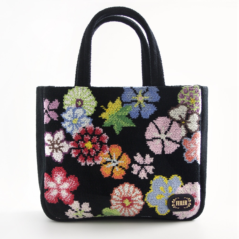 FEILER×井澤屋 ミニ手提げ「うらら花」ブラック