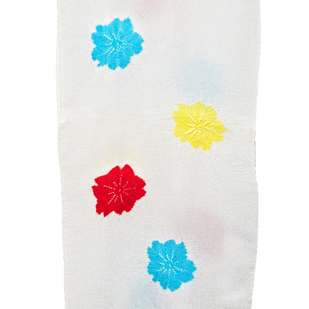 帯揚げ ちりめん 地染輪出三色桜｜和装小物 井澤屋