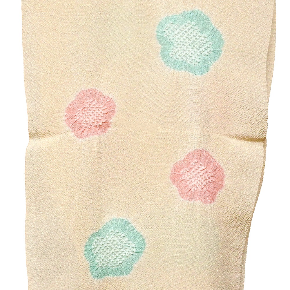 帯揚げ ちりめん 地染輪出二色梅大小 淡め｜和装小物 井澤屋