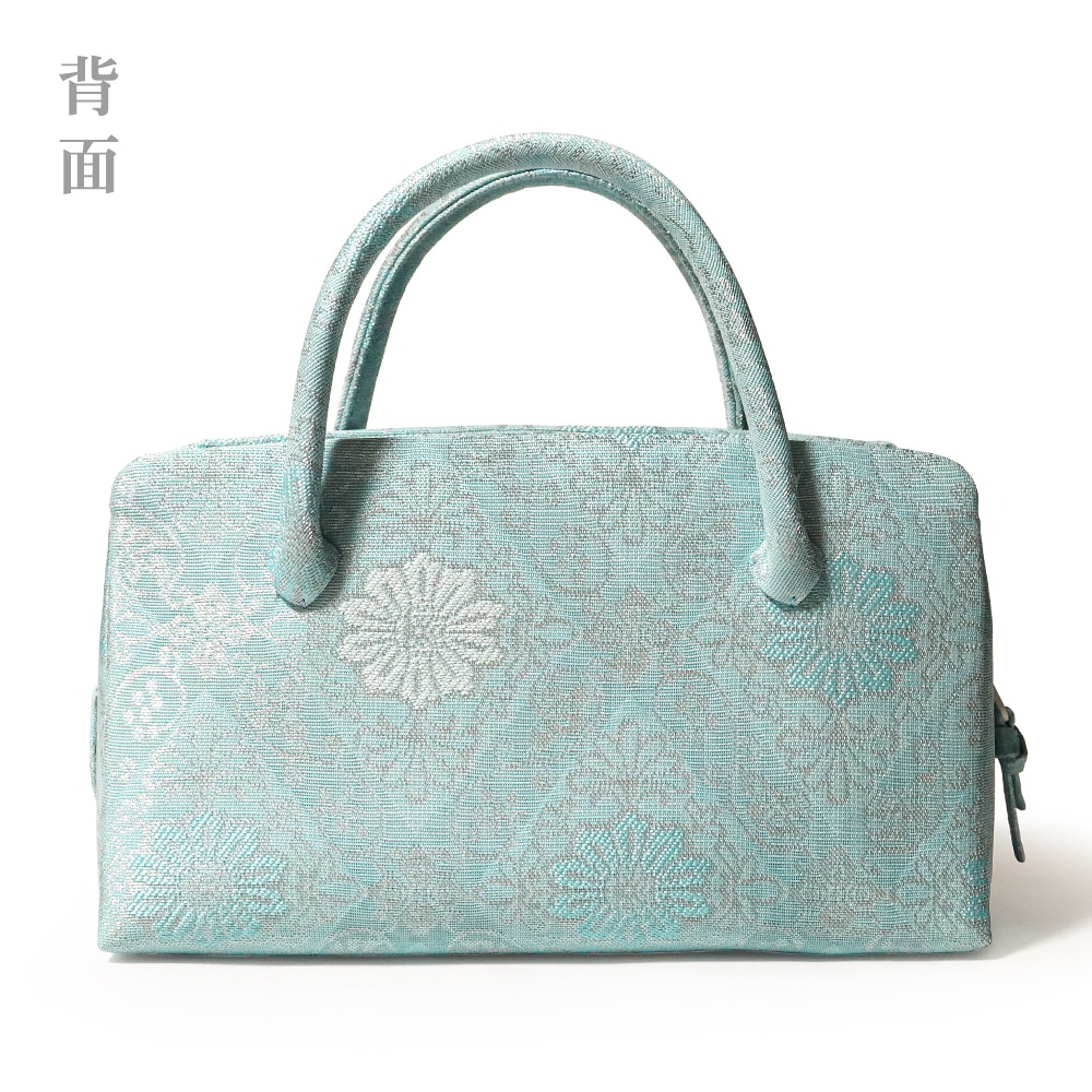 夏の葵バッグ「花菱文」ブルー｜和装バッグ 着物用バッグ