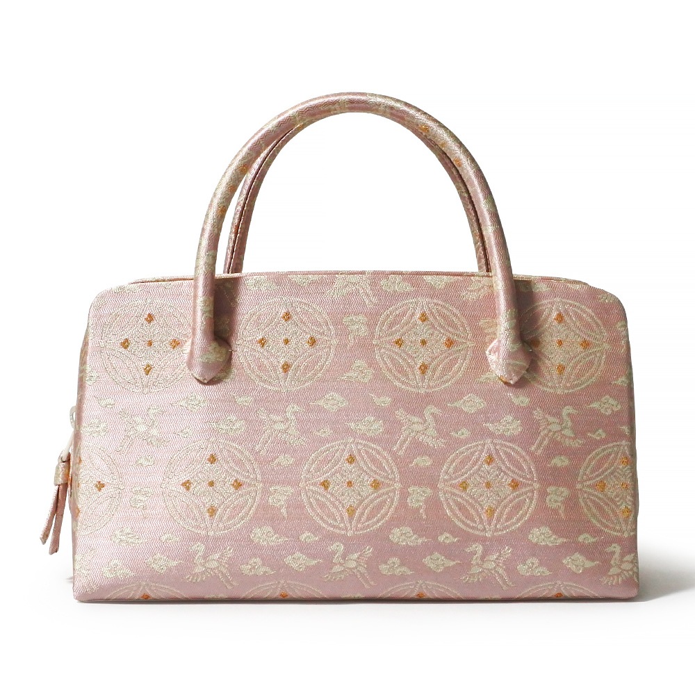 葵バッグ「懸守七宝雲鶴紹巴 藤色」｜和装バッグ 着物用ハンドバッグ