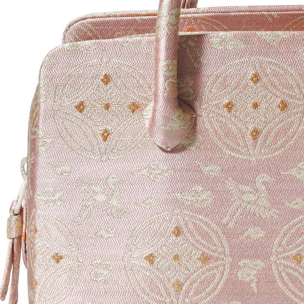 葵バッグ「懸守七宝雲鶴紹巴 藤色」｜和装バッグ 着物用ハンドバッグ