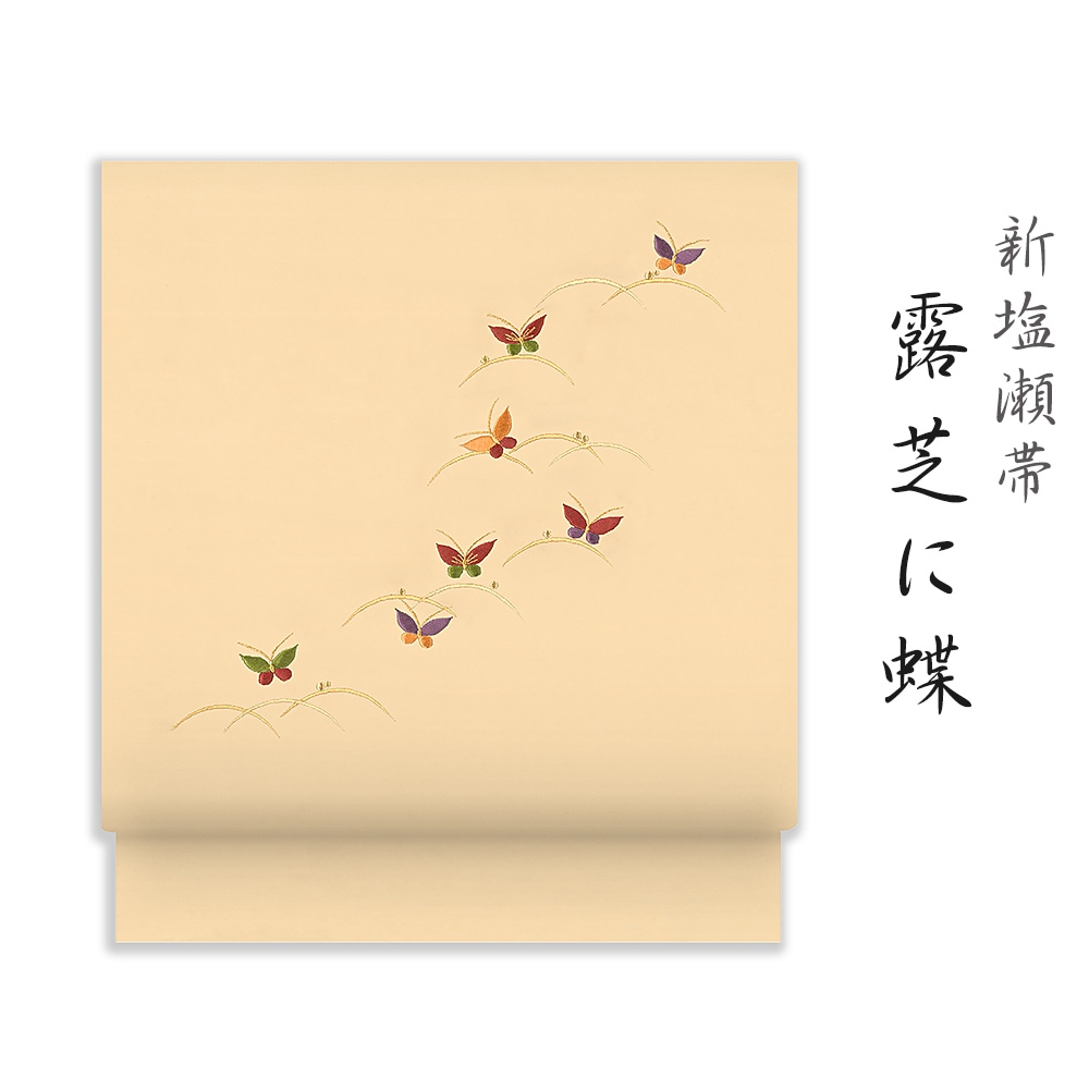 高級 正絹 洒落帯 名古屋帯 アンティーク 露芝 蝶々 花柄 可愛い