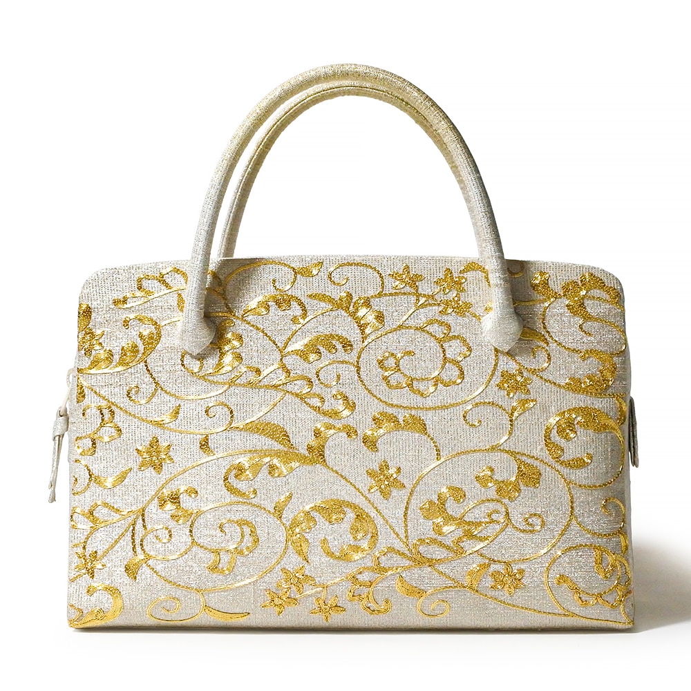 葵バッグ「金駒刺繍 ヨーロッパ唐草」｜和装バッグ 着物用バッグ