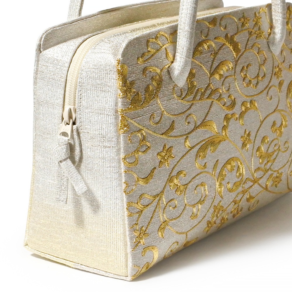 和装用ハンドバッグ 金色刺繍 金襴バッグ 和装用 着物バッグ 京都西陣織 トートバッグ 和装バッグ