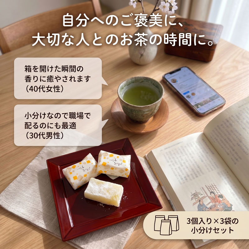 餅菓子 和菓子 つぶつぶ柚餅子（ゆべし）3個入り×3袋 福田屋