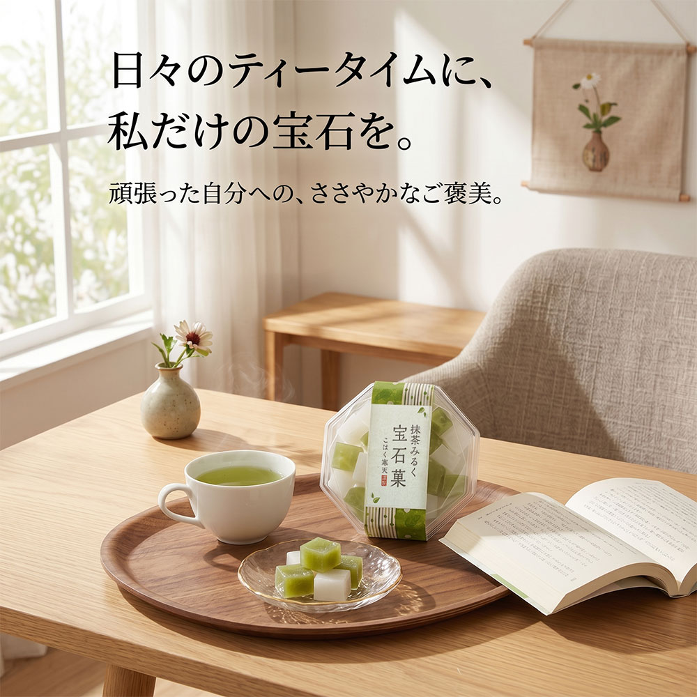 抹茶みるく宝石菓 3個セット 琥珀糖 岡伊三郎商店 期間限定 乳不使用