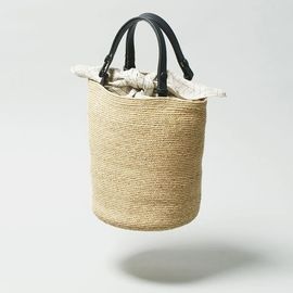 mononogu  WO1-RF Raffia Brade Woven Bucket Tote