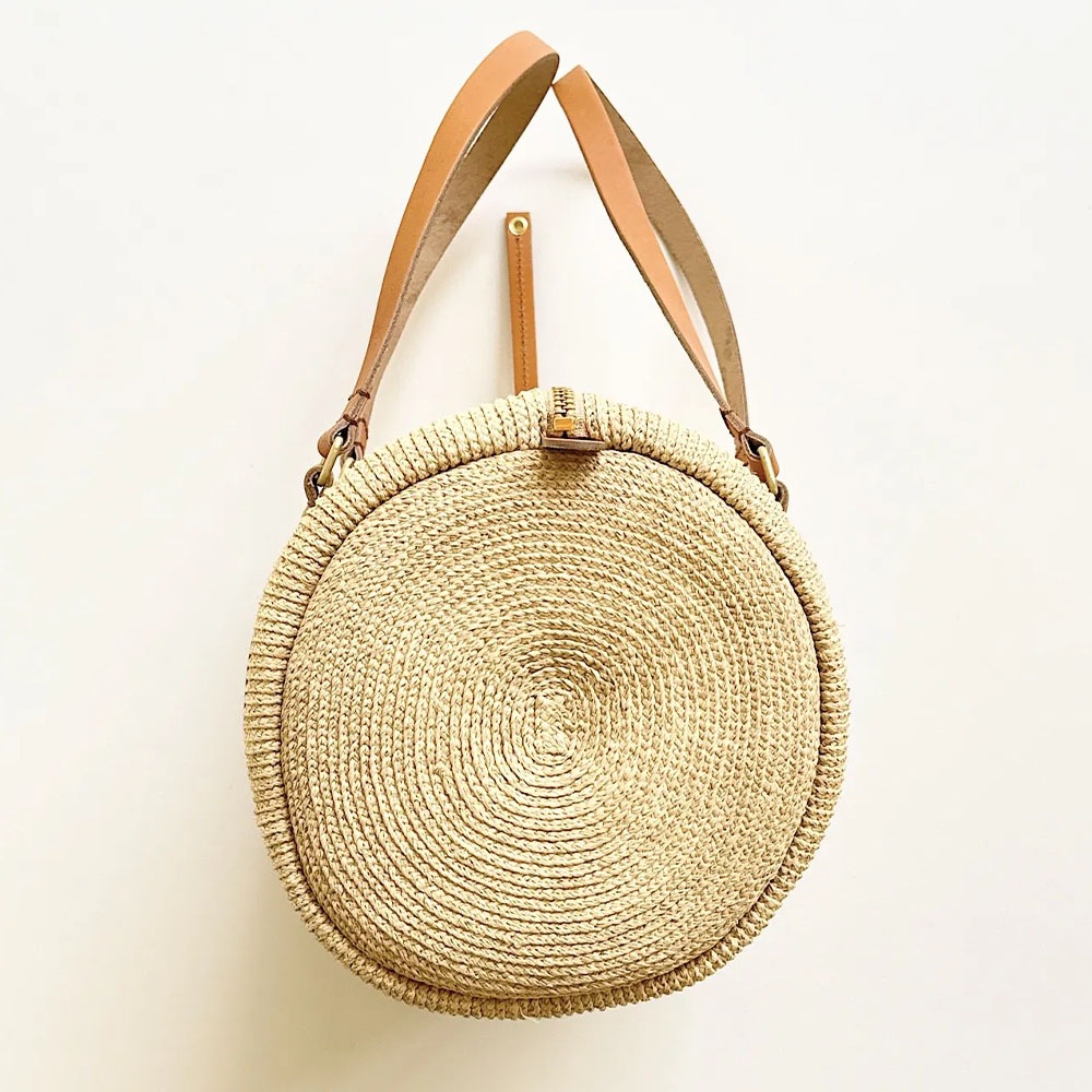 mononogu  WO3-RF  raffia brade Woven drum boston