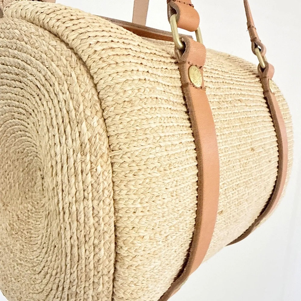 mononogu  WO3-RF  raffia brade Woven drum boston