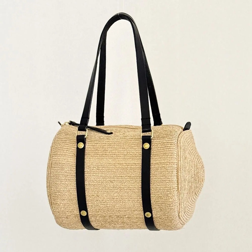 mononogu  WO3-RF  raffia brade Woven drum boston