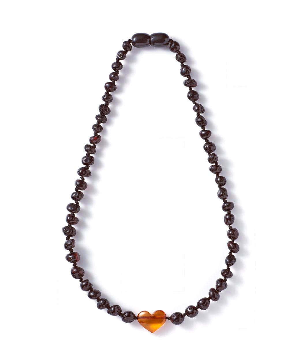 Amber Necklace with Cherry Heart