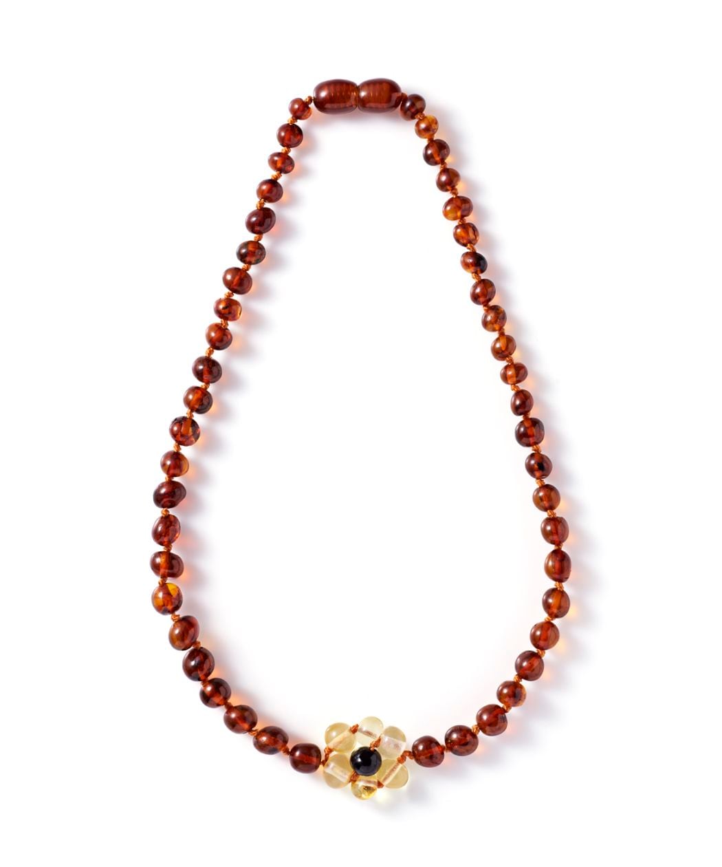 Amber Necklace with Lemon Flower