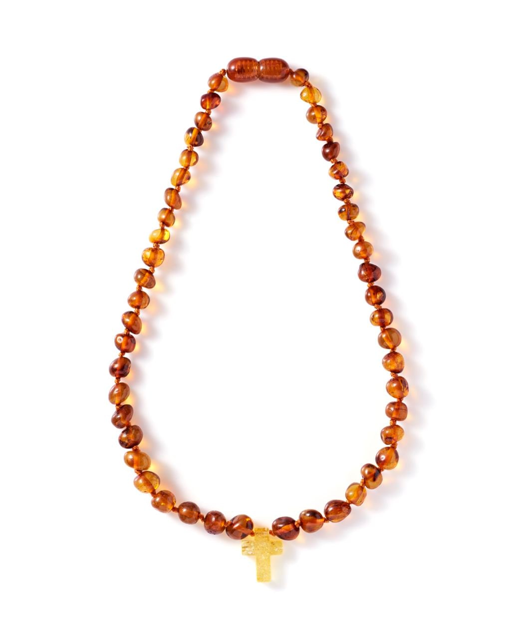 Amber Necklace with Lemon Cross