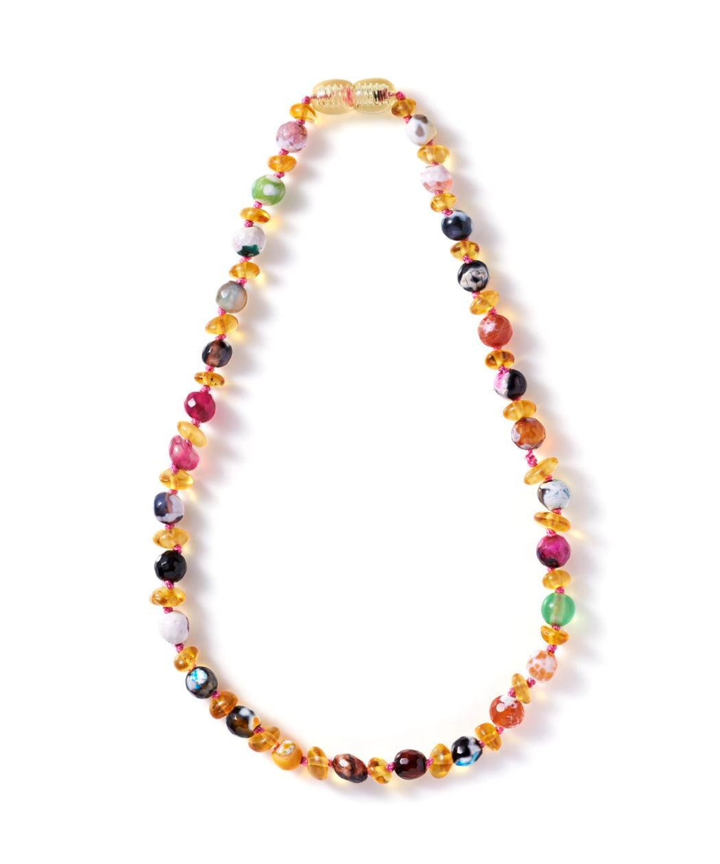 Amber Necklace with Lemon polished amber and Candy Agate