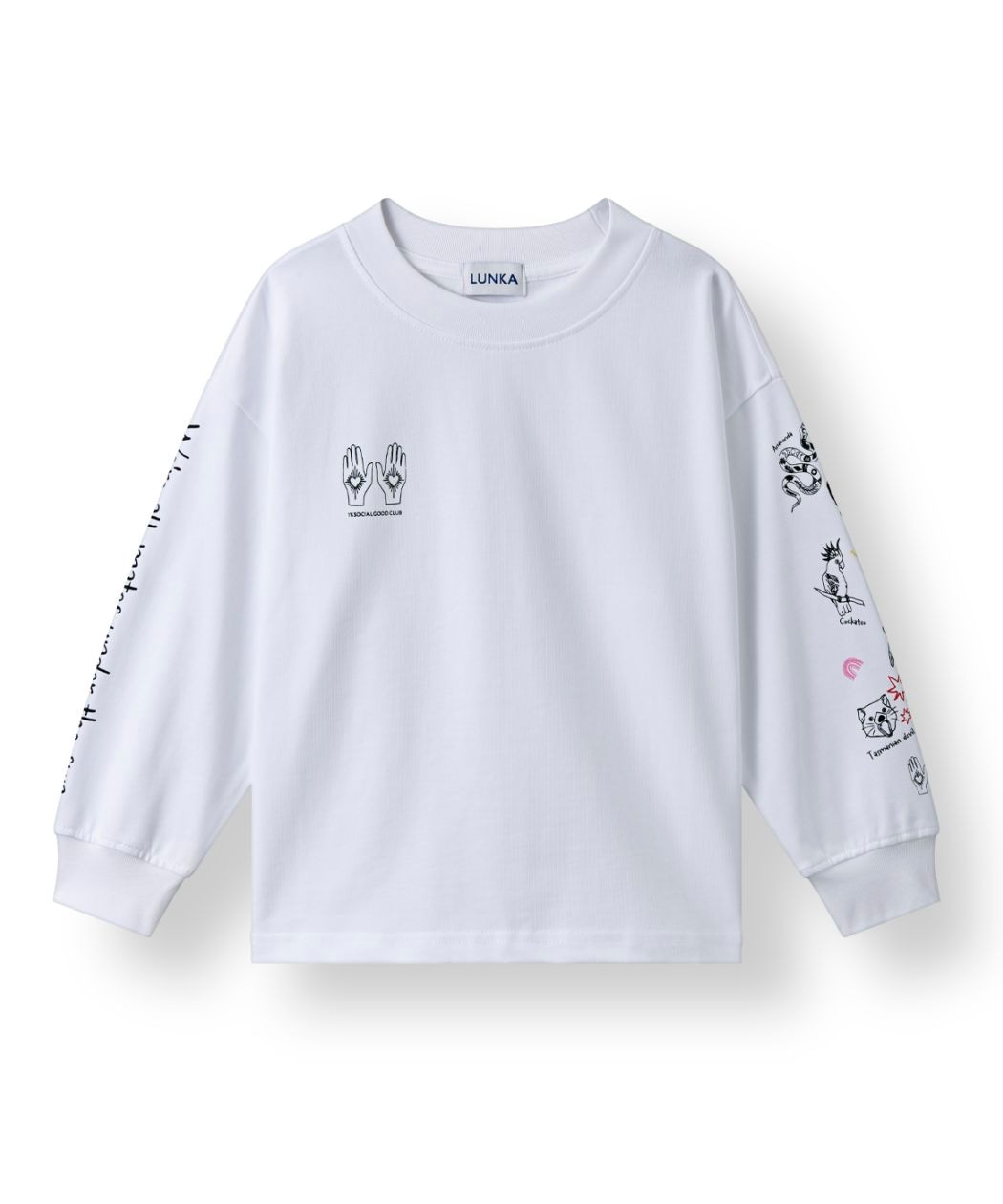 【LUNKA】OG Sleeve Print Long T-Shirt(Kids) White