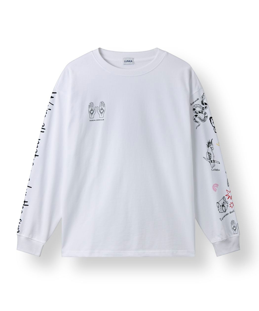 【LUNKA】OG Sleeve Print Long T-Shirt(Adult) White