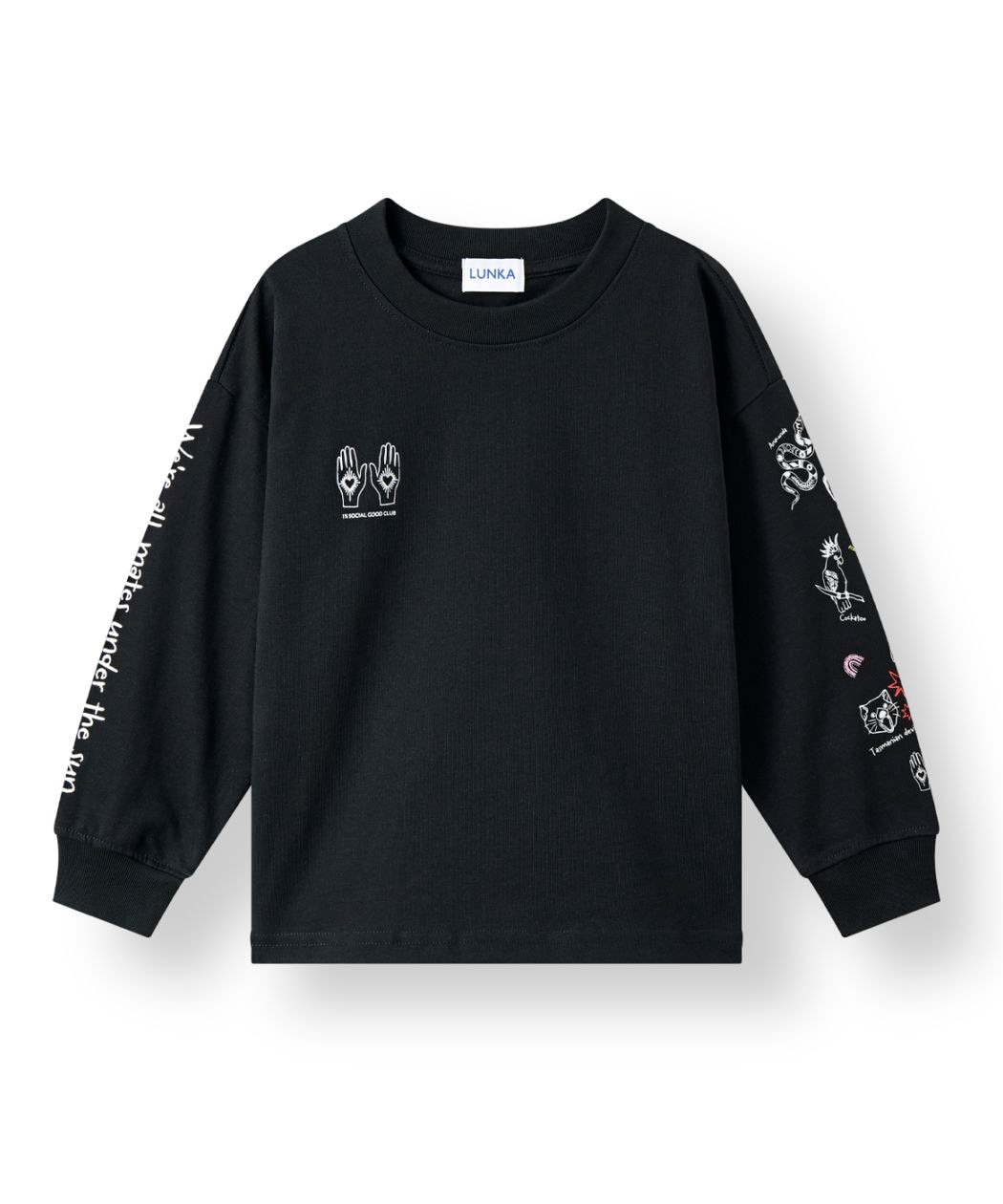 【LUNKA】OG Sleeve Print Long T-Shirt(Kids) Black