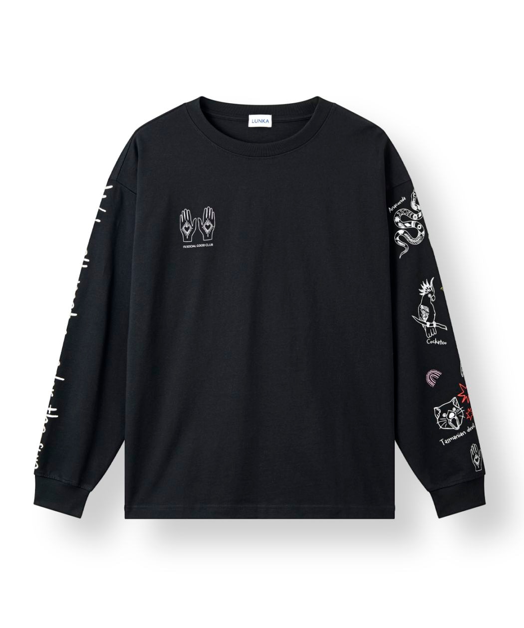 【LUNKA】OG Sleeve Print Long T-Shirt(Adult) Black