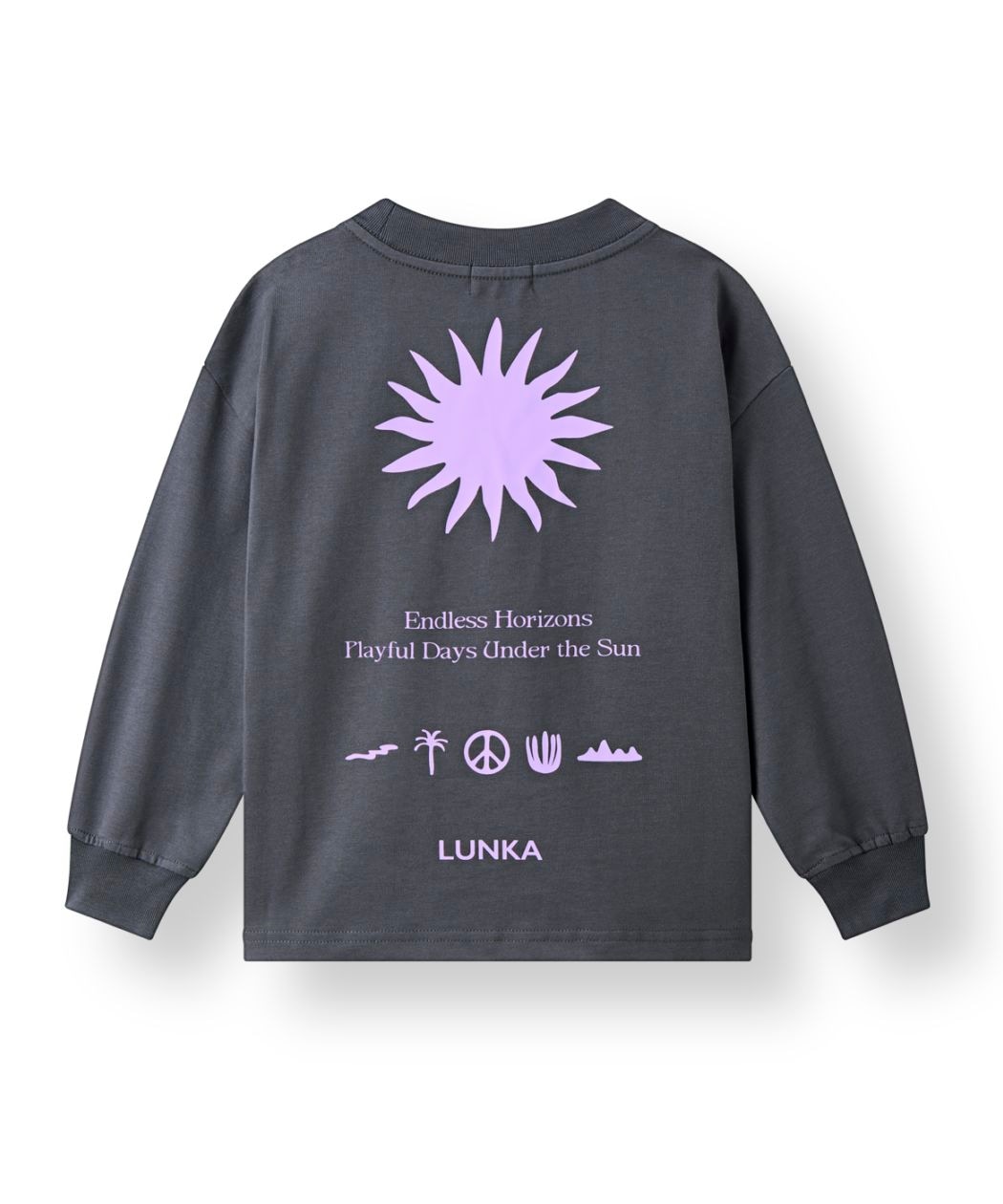 【LUNKA】Sun Logo Long T-Shirt(Kids)/ Offblack Purple