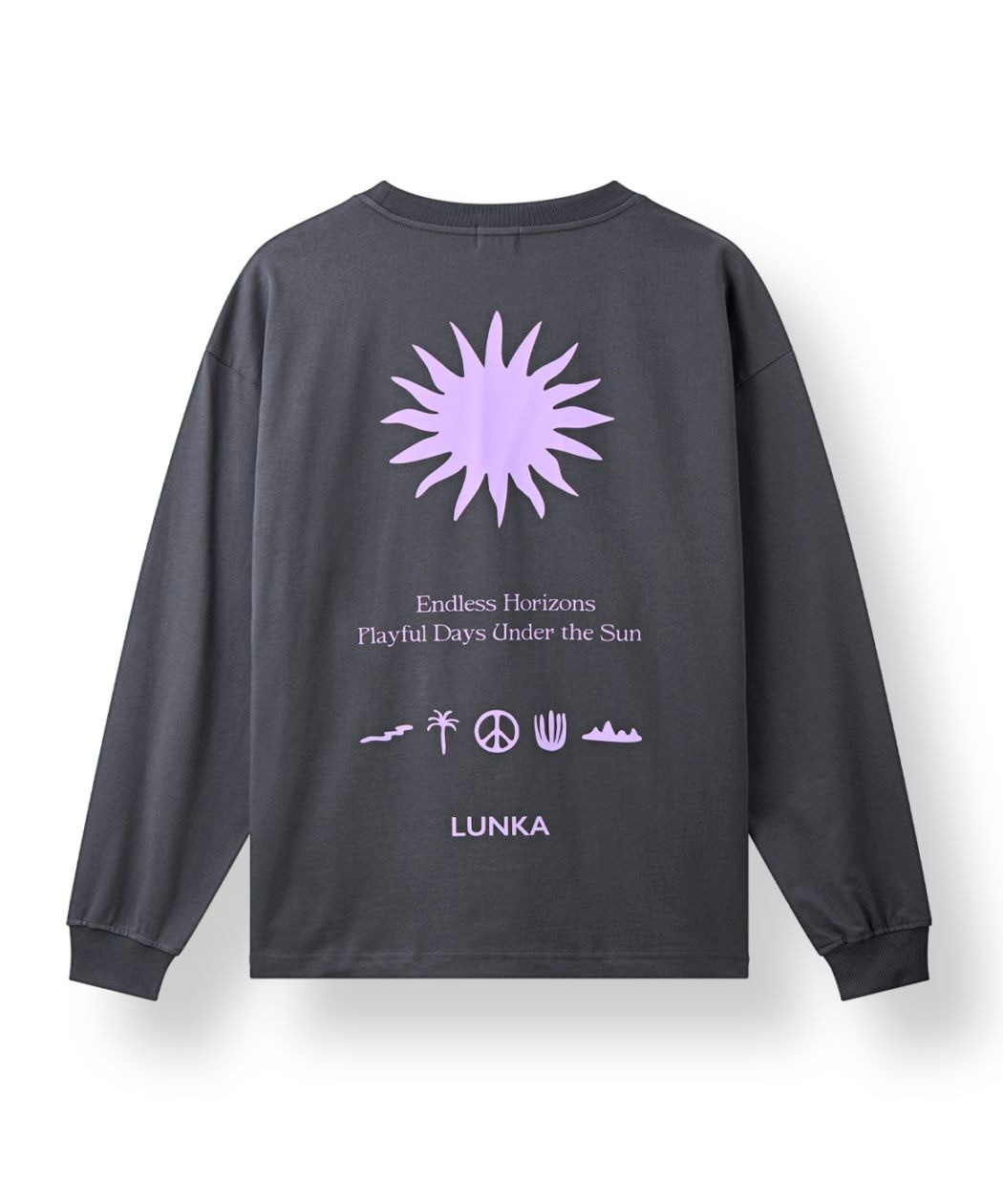 【LUNKA】Sun Logo Long T-Shirt(Adult)/Offblack Purple