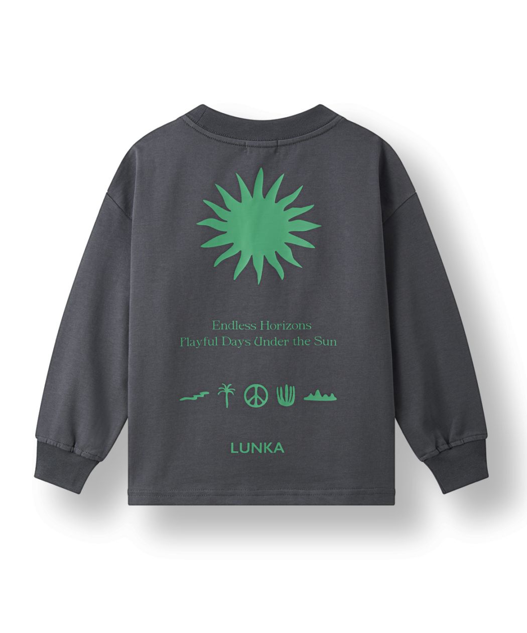【LUNKA】Sun Logo Long T-Shirt(Kids)/ Offblack Green 