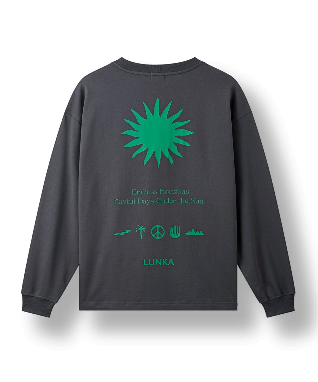 【LUNKA】Sun Logo Long T-Shirt(Adult)/Offblack Green