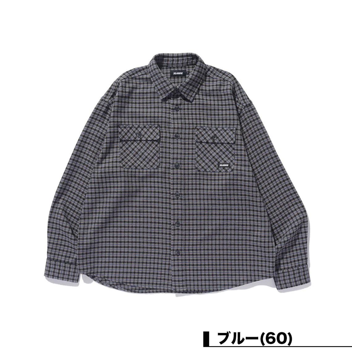X-LARGE エクストララージ 長袖オンブレチェックシャツ XL 黒 刺繍 X-LARGE オンブレチェック 長袖ネルシャツ 刺繍入り サイズL 黒