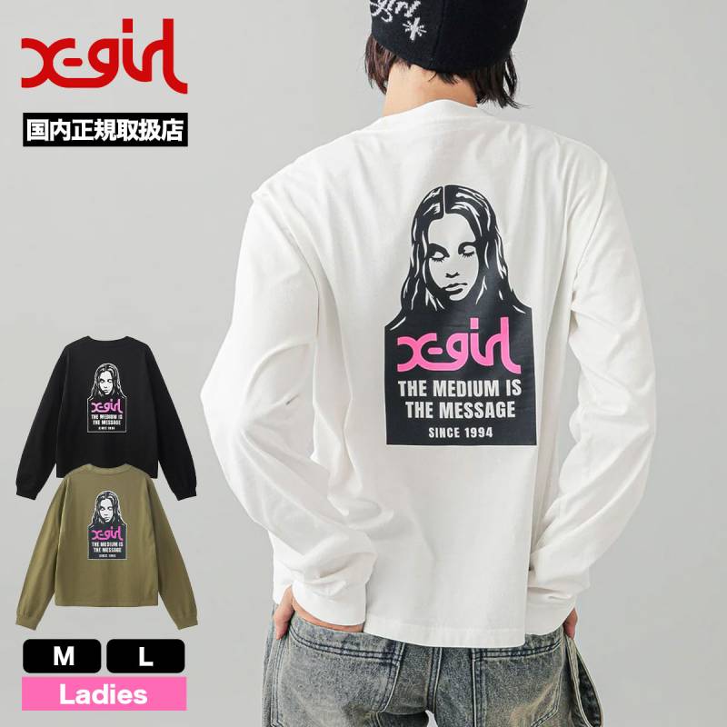 韓国アイドル風ロゴロンT 20%OFF セール】エックスガール ロンT 長袖Tシャツ フェイスロゴ