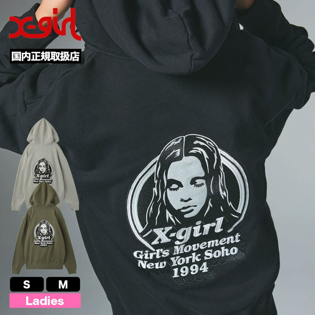 XLARGE ブラック フルジップパーカーレディース Mサイズ RHINESTONE OG ZIP HOODED SWEATSHIRT（パーカー）｜XLARGE